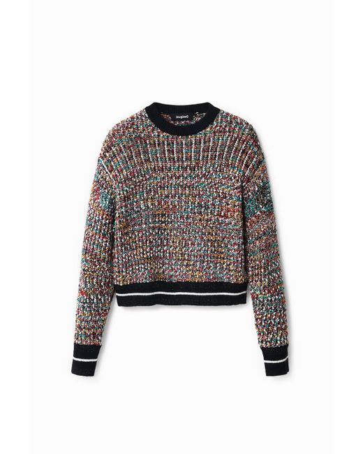 Desigual Black Tricot Jumper With Mottled Colours