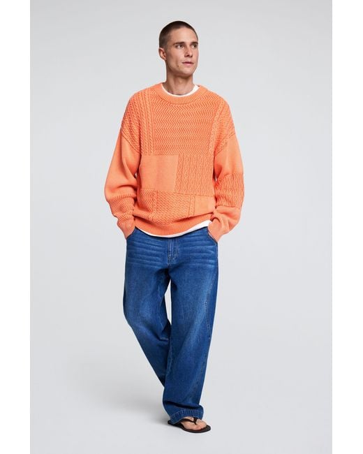 Desigual Orange Plain Knit Sweater, Cotton for men