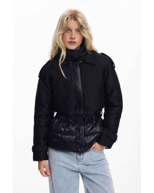 Desigual Blue Hybrid Padded Jacket