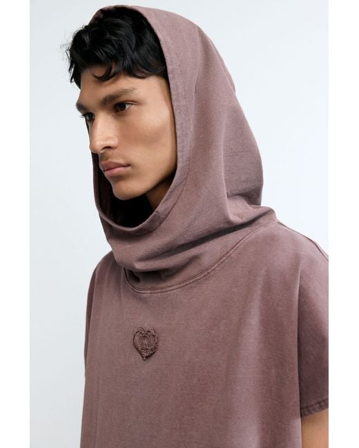 Desigual Purple Hoodie T-Shirt Logo, Cotton for men