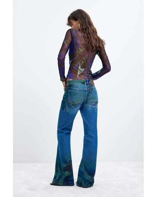 Desigual Blue Flare Jeans M. C. Lacroix, Cotton