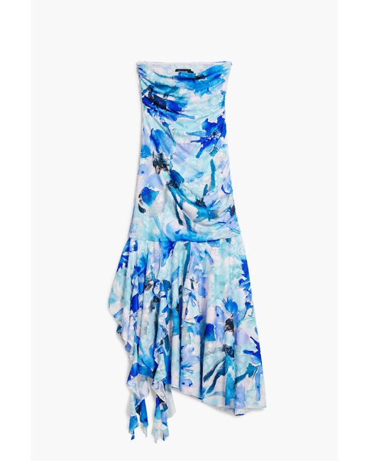 Desigual Blue Asymmetric Bandeau Dress, Polyester