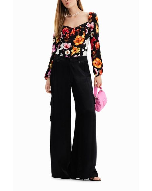 Desigual Red M. Christian Lacroix Floral Bodysuit
