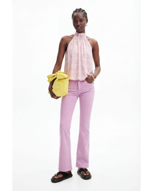 Desigual Pink Push-Up Flare Jeans, Cotton