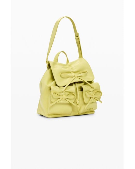 Desigual Yellow Small Shiny Bow Backpack, Polyurethane