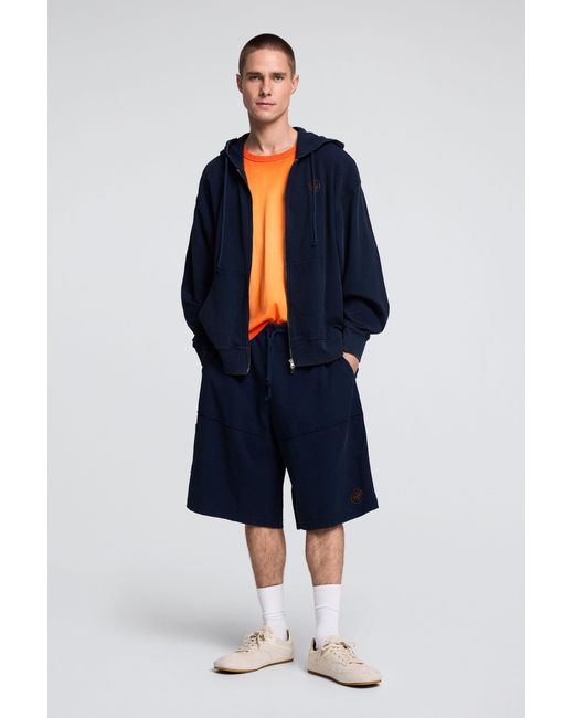 Desigual Blue Knit Hoodie, Cotton for men