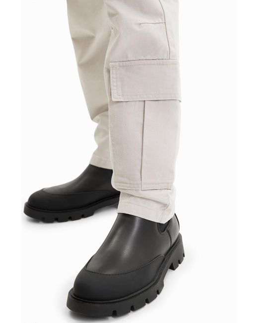Desigual White Patchwork Cargo Trousers, Cotton for men