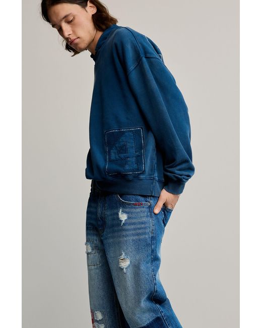 Desigual Blue Plain Sweatshirt Logo, Cotton for men