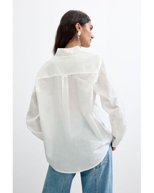 Desigual White Printed Pocket Shirt 100% Cotton, Cotton