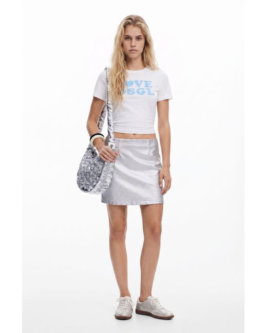 Desigual White Love T-Shirt, Cotton