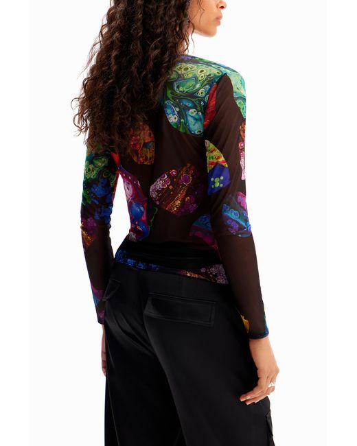 Desigual Blue M. Christian Lacroix Mineral Tulle T-Shirt, Polyester