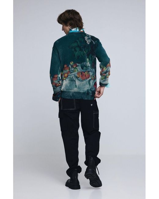 Desigual Blue Still Life Texture Sweater, Cotton for men