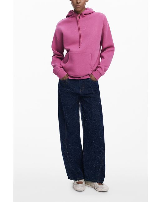 Desigual Pink Hoodie With Logo