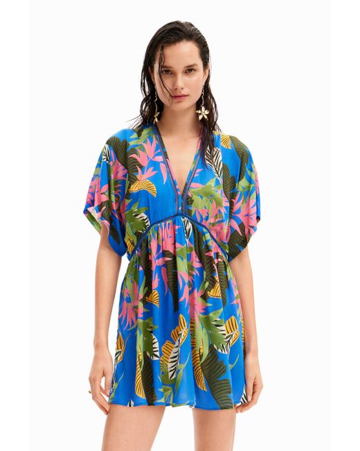 Desigual Blue Tropical Tunic Dress