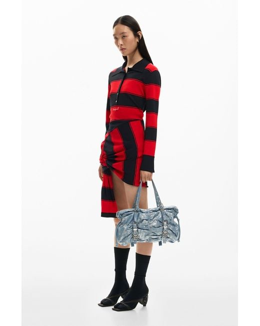 Desigual Blue Ruched Denim Bag
