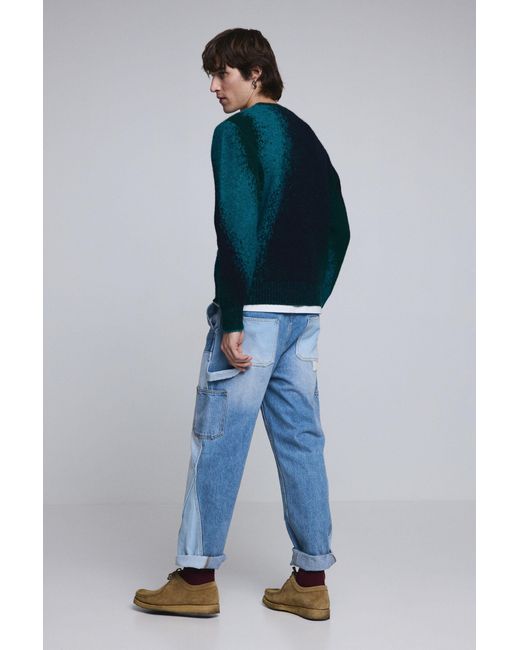 Desigual Blue Patch Jeans, Cotton for men