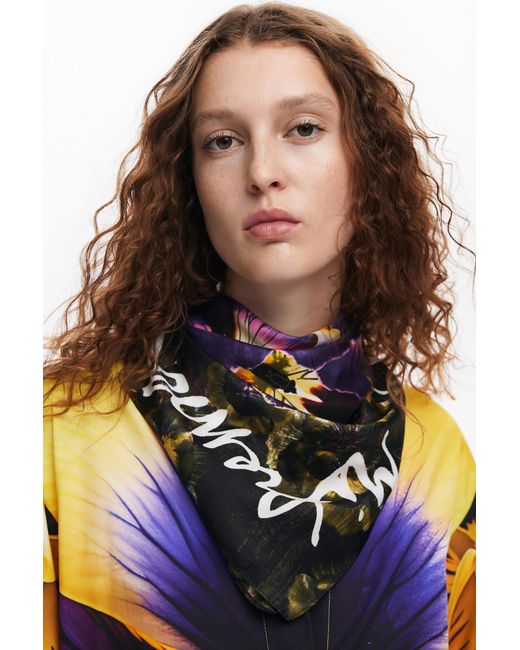 Desigual Black Floral Print Lacroix Capsule Scarf