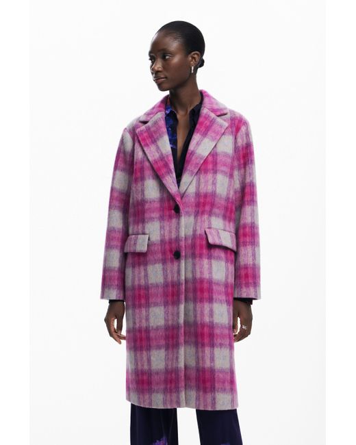 Desigual Purple Tartan Coat