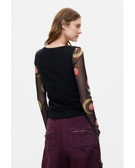 Desigual Black Printed Long-Sleeve T-Shirt