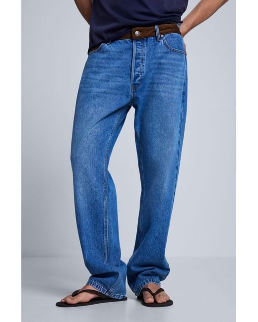 Desigual Blue Combined Denim Trousers, Cotton for men