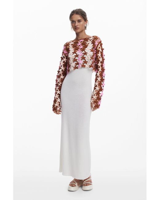 Desigual White 2-In-1 Crochet Dress