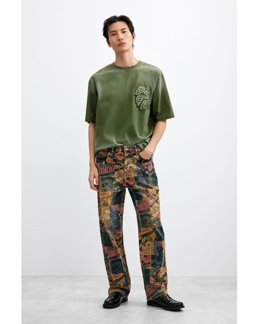 Desigual Green Printed Disney T-Shirt, Cotton for men