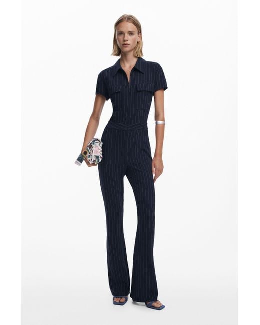 Desigual Blue Pinstripe Jumpsuit