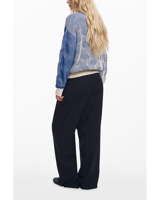 Desigual Blue Two-Tone Knit Cardigan, Cotton