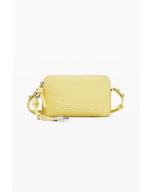 Desigual Yellow Medium Crossbody Wallet With Logo, Polyurethane