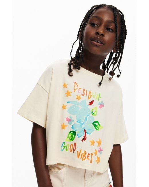 Desigual White Printed T-Shirt