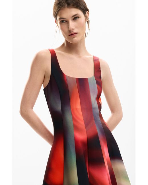 Desigual Red Short Dress Panels