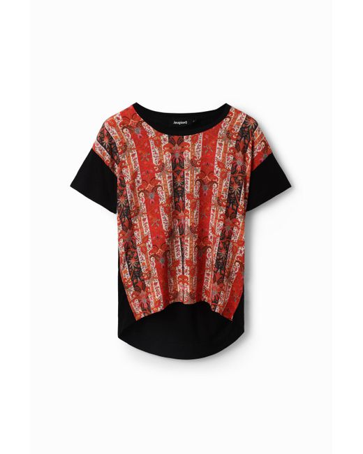 Camiseta Cenefas Boho Desigual de color Red