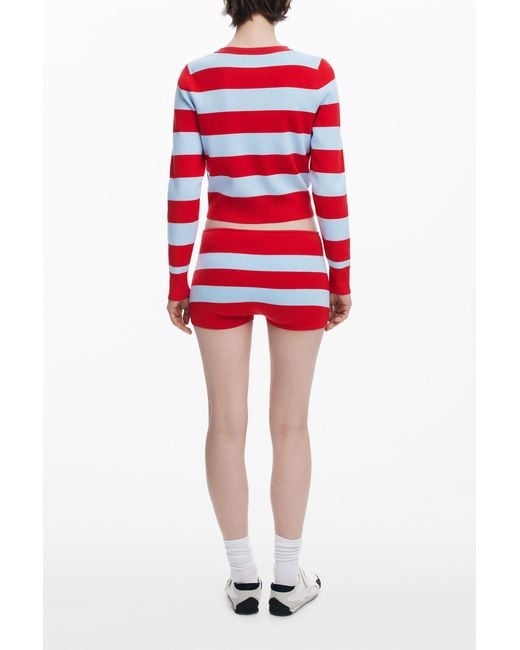 Desigual Red Knit Micro Shorts