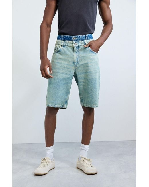 Desigual Blue Hybrid Denim Bermuda, Cotton for men