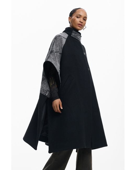 Desigual Blue Hybrid Denim Poncho