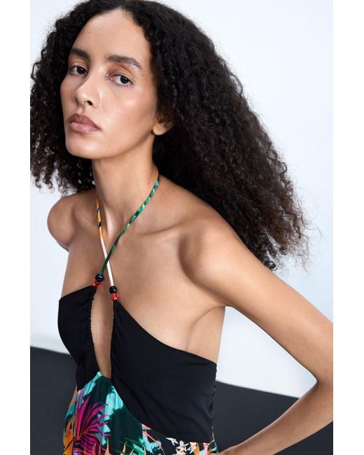 Desigual White Long Tropical Dress, Viscose