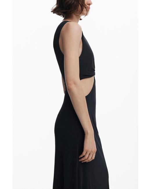 Desigual Black Long Dress With Metallic Appliqué, Viscose