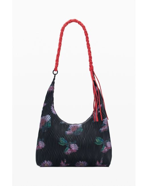 Desigual Blue Medium Oval Textured Bag, Polyurethane