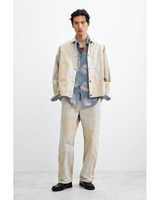 Desigual Blue Patchwork Pants, Cotton for men