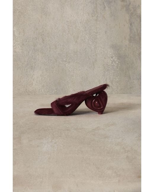 Desigual Brown Heart Studio Fur Sandal