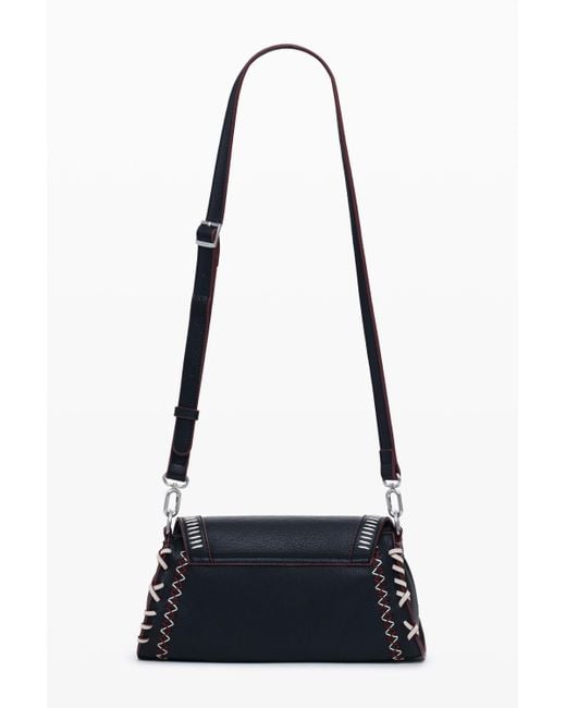 Desigual White Medium Faux Leather Effect Bag With Stitching