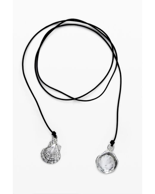 Desigual White Multi-Position Pendant-Plated Leather Cord Zalio