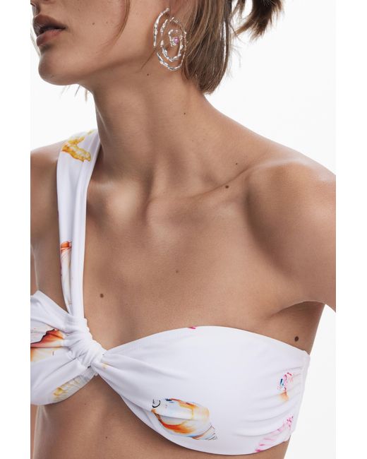 Desigual White Seashell Bikini Top