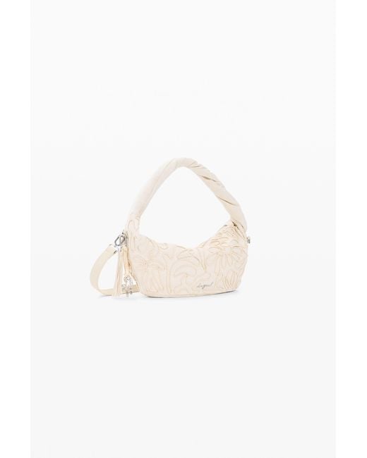 Desigual White Medium Canvas Floral Bag