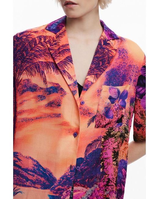 Desigual Red Shirt Designed By Mr. Christian Lacroix, Viscose