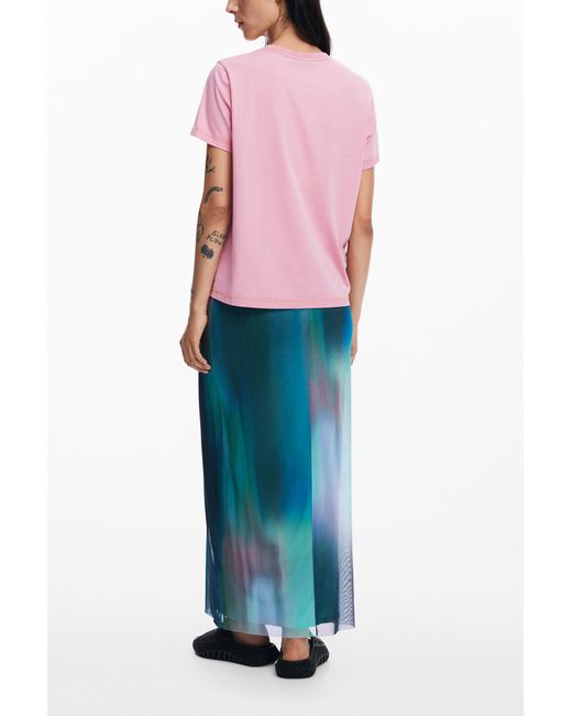 Desigual Blue Tulle Skirt With Gradient Effect, Polyester