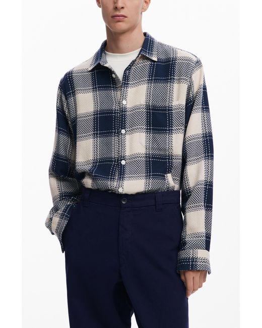 Desigual Blue Structured Straight Pants, Cotton for men