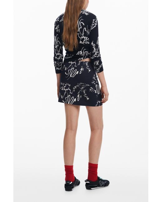 Desigual Black Minirock Mit Schriftzug, Cotton