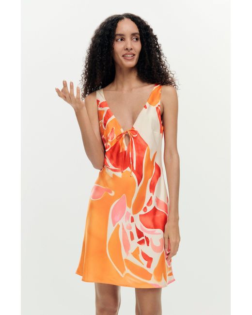 Desigual Orange Strappy Petal Dress, Polyester