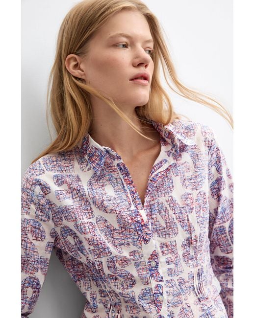 Desigual White Floral Print Shirt 100% Cotton, Cotton